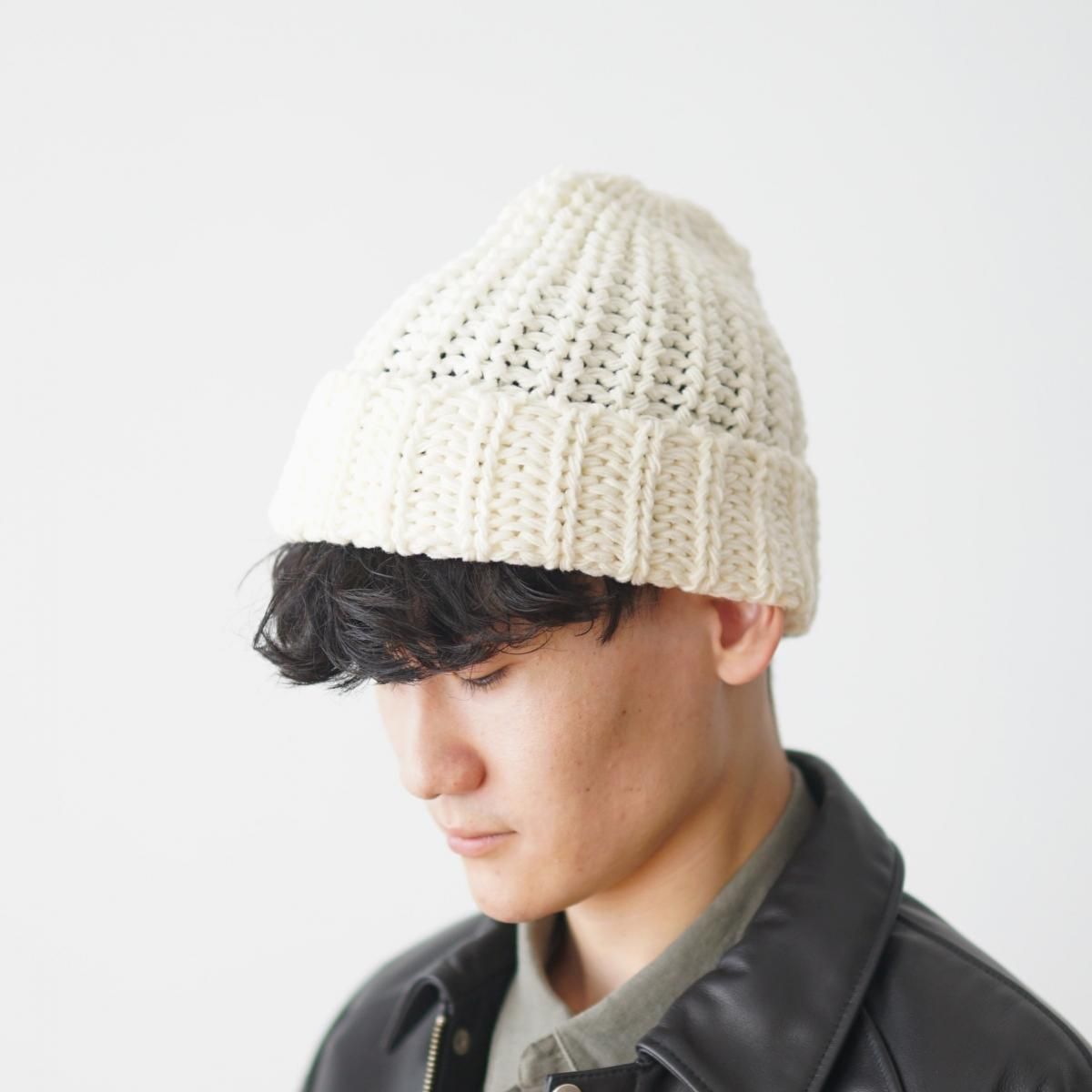 帽子 everyone COMESANDGOES cotton big knitcap COMESANDGOES | EASY KNIT / DARK GREEN ローゲージニット