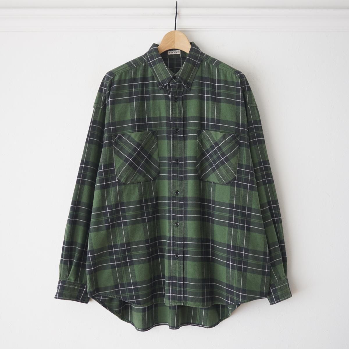 【10/6発売】【25AW】【INSCRIRE / アンスクリア】 FLANNEL LOOSE FIT SHIRT - GREEN CHECK