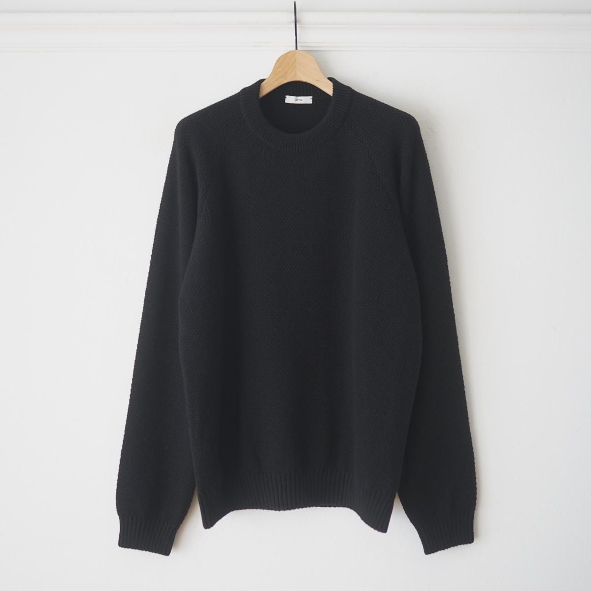 25SS エイトン（新品）CREWNECK SWEATER ATON / エイトン】 LAMBS WOOL | CREWNECK SWEATER - BLACK / PARK