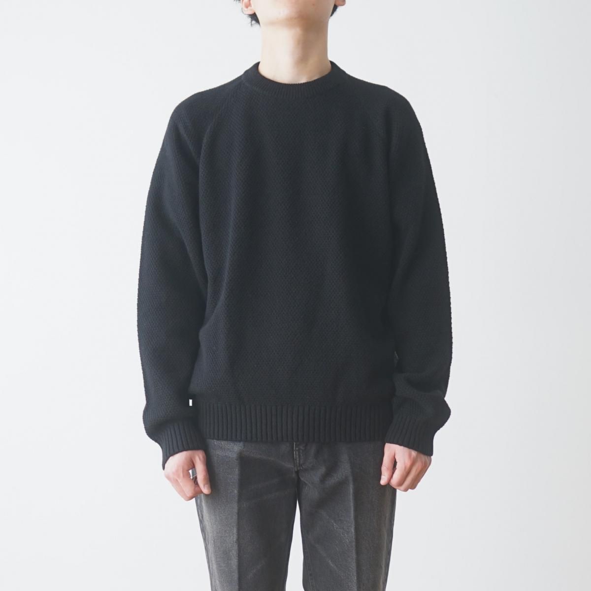 ATON / エイトン】 LAMBS WOOL | CREWNECK SWEATER - BLACK / PARK