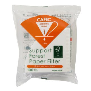 【森林認証】SFP円すいフィルター〈1杯用〉（100枚入）ホワイト SFP1-100W　SA-COC-004016