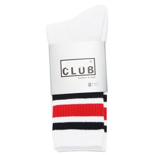 PRO CLUB ץ STRIPE CREW SOCKS/WHITExREDxBLACK