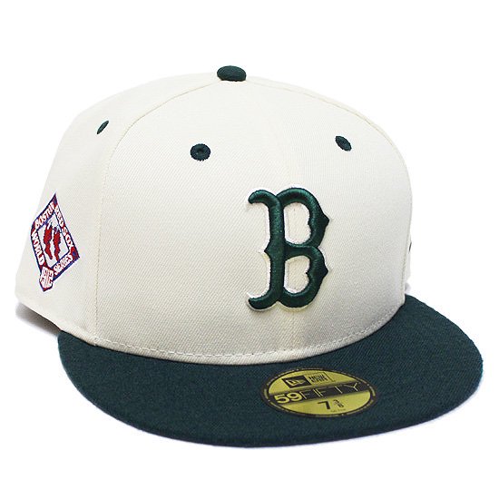 NEWERA ニューエラ BOSTON REDSOX WOOL VISOR 2TONE 59FIFTY CAP/CHROME WHITExDARK  GREEN - SOULSTYLE