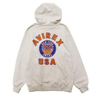 AVIREX x NBA å NBA NEWYORK KNICKS HOODIE 7835131003/HEATHER GREYxORANGE