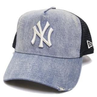 NEWERA ˥塼 NEWYORK YANKEES DAMAGE DENIM 9FORTY A-FRAME TRUCKER CAP/WASHED DENIMxBLACK