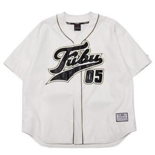FUBU ե FAUX LEATHER BASEBALL SHIRT/WHITE