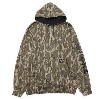 CARHARTT ϡ MIDWEIGHT CAMO SLEEVE GRAPHIC HOODED SWEAT/MOSSYOAK BOTTOMLAND CAMO