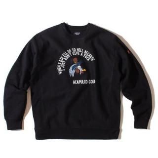 ACAPULCO GOLD ץ륳 DGAF CREWNECK SWEAT/BLACK