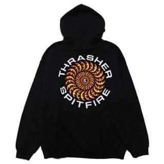 THRASHER x SPITFIRE ����å��㡼 x ���ԥåȥե����� CLASSIC SWIRL HOODIE/BLACK