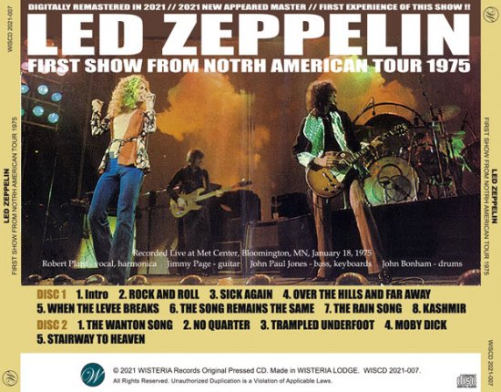 LED ZEPPELIN / FIRST SHOW FROM NOTRH AMERICAN TOUR 1975