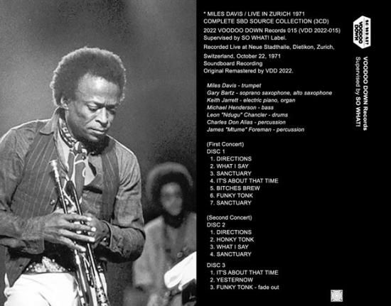 MILES DAVIS / LIVE IN ZURICH 1971 / COMPLETE SBD SOURCE MILES DAVIS / LIVE IN ZURICH 1971 / COMPLETE SBD SOURCE