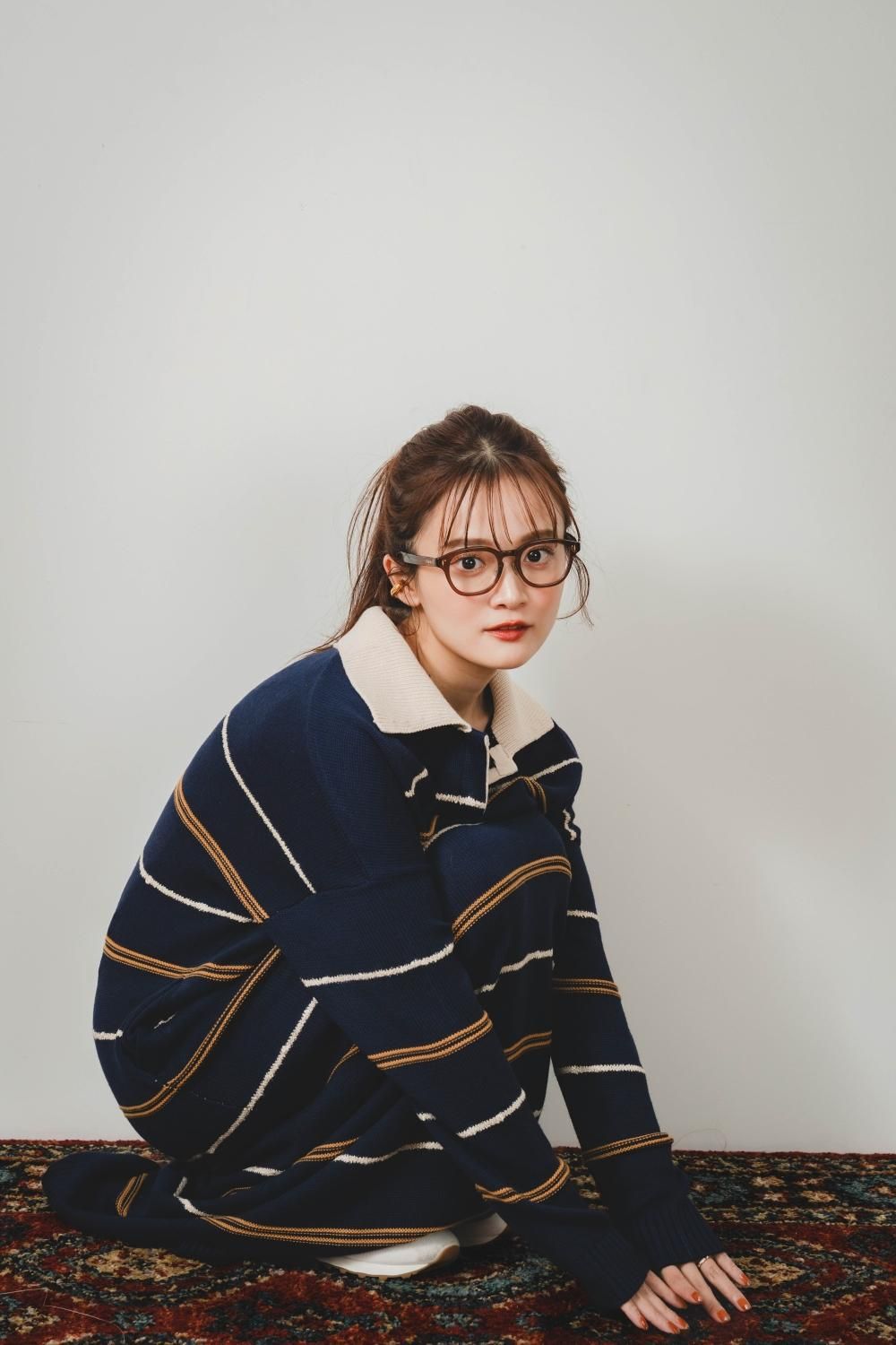 ボーダーニットワンピース（NAVY） - PINUE