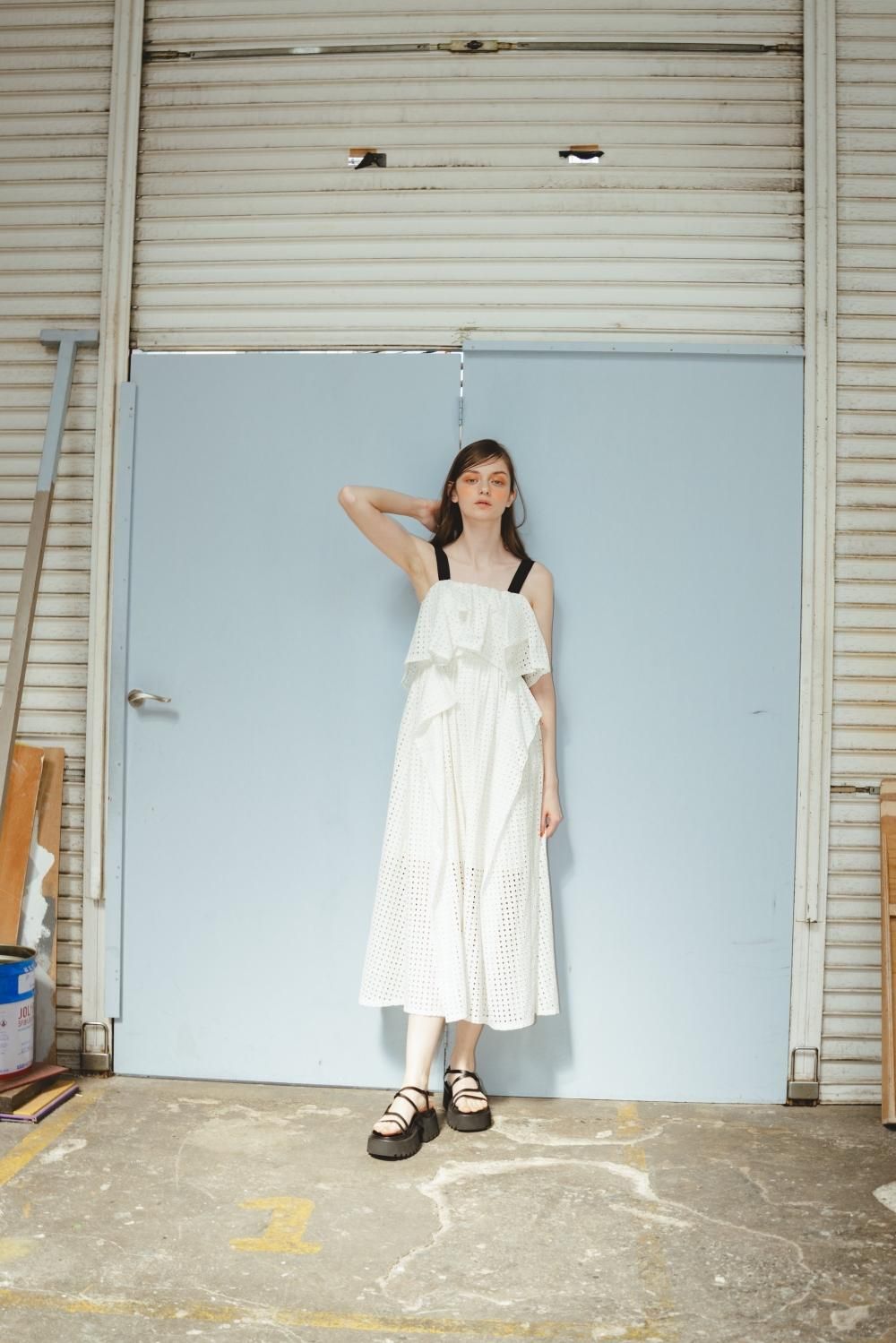 カットワークレースワンピース(WHITE) - PINUE カットワークレースワンピース(WHITE) - PINUE