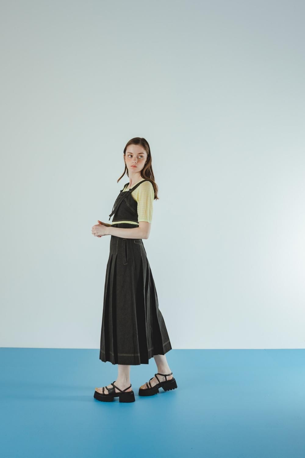 プリーツデニムセットアップ(BLACK) - PINUE プリーツデニムセットアップ(BLACK) - PINUE