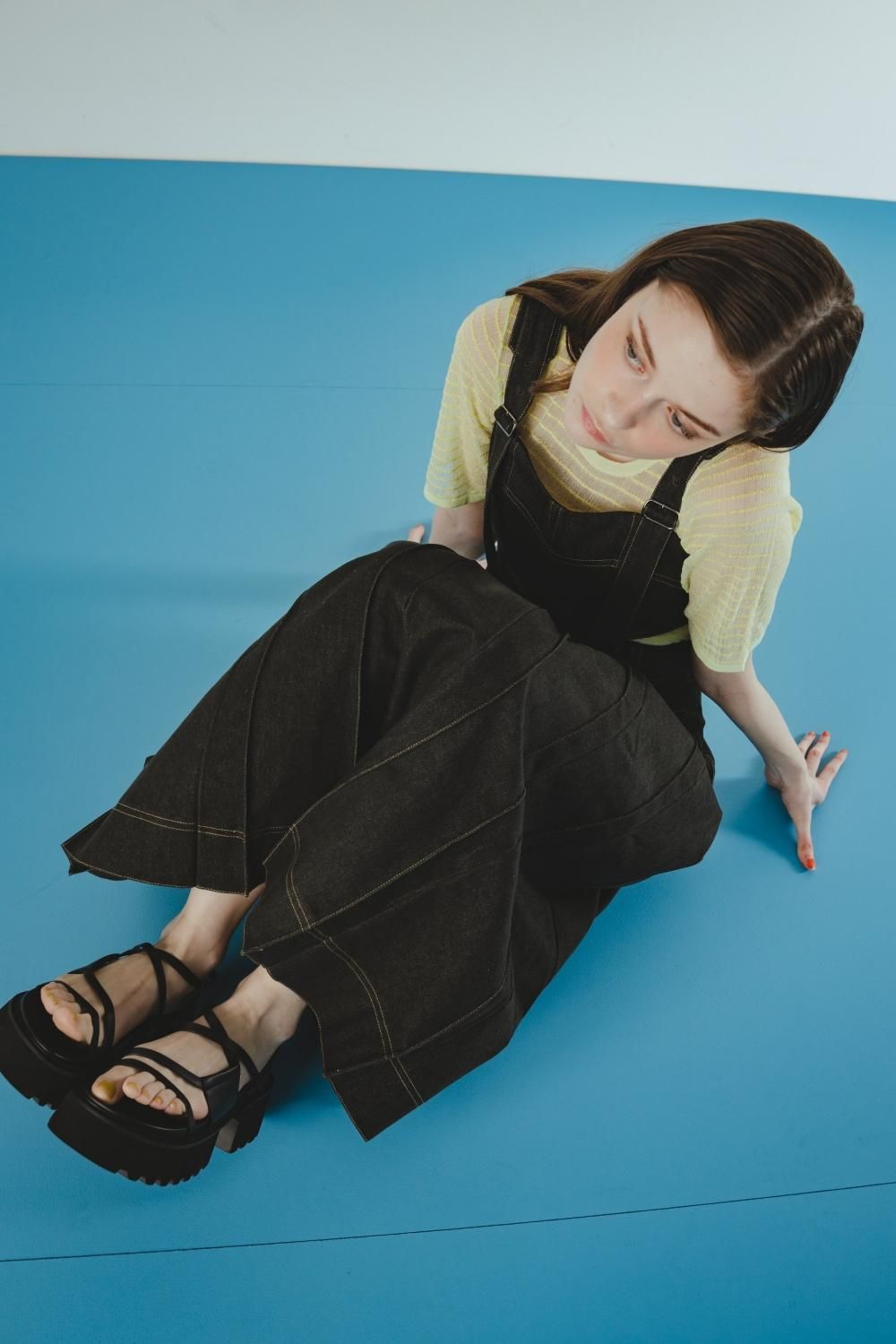 プリーツデニムセットアップ(BLACK) - PINUE プリーツデニムセットアップ(BLACK) - PINUE