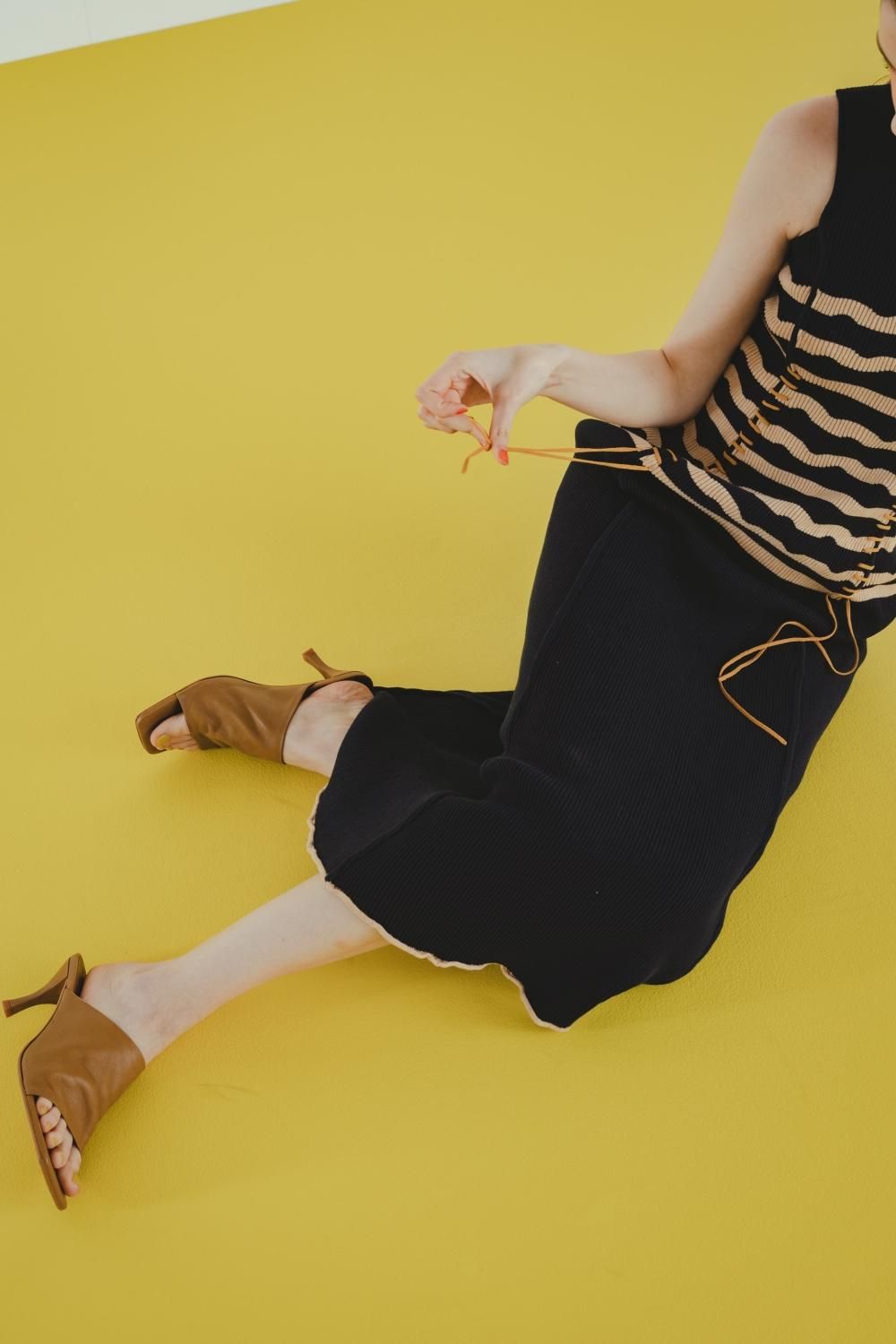 ウェーブボーダーステッチニットワンピース(NAVY) - PINUE ウェーブボーダーステッチニットワンピース(NAVY) - PINUE