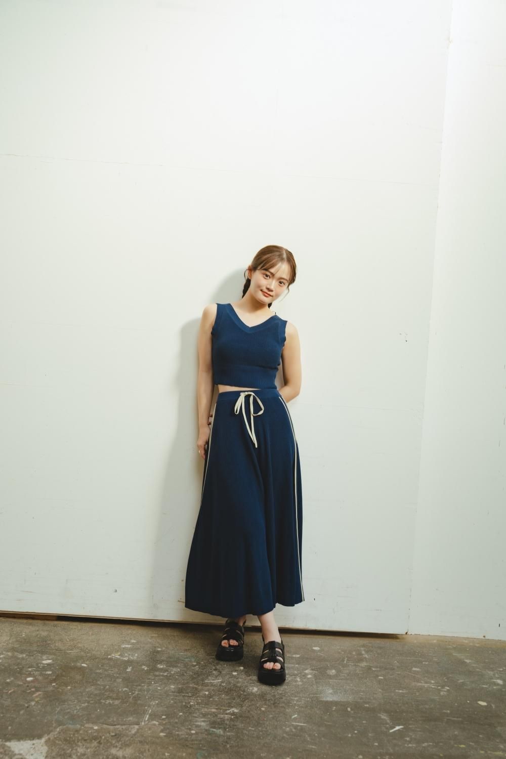 サイドラインニットセットアップ（NAVY） - PINUE