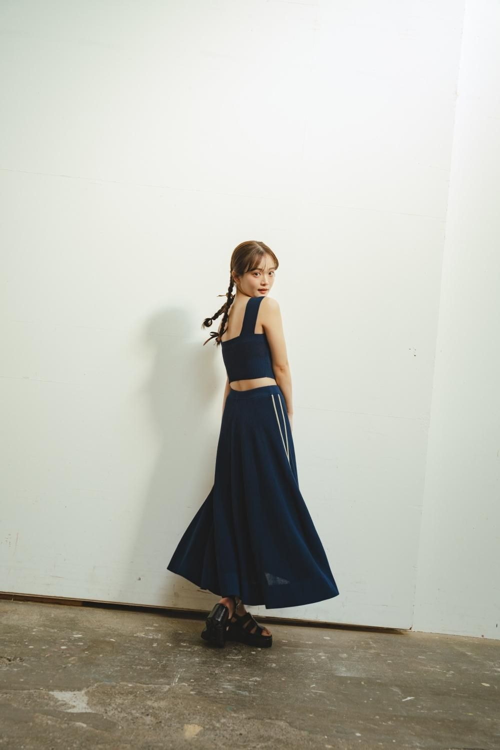 サイドラインニットセットアップ（NAVY） - PINUE
