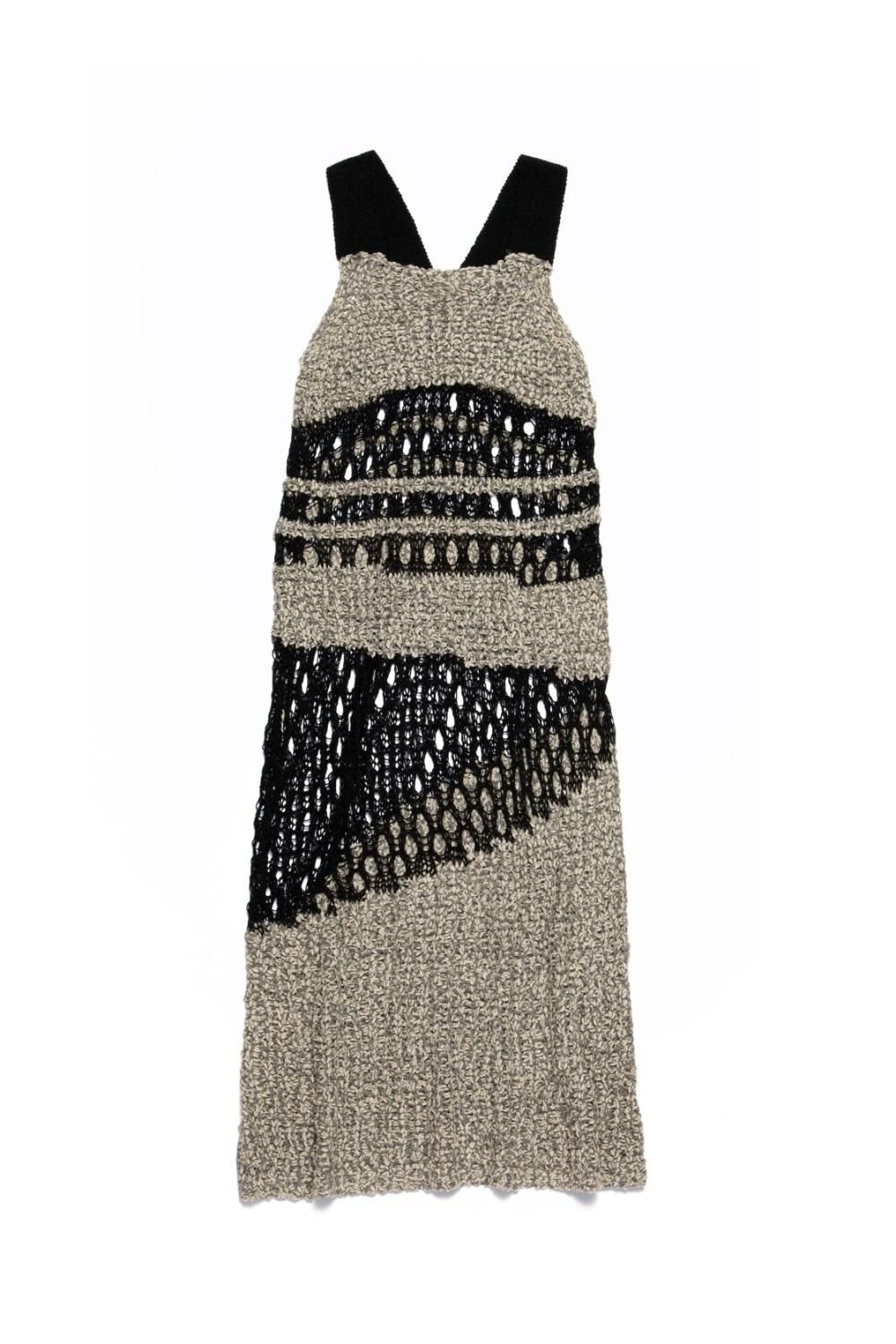 メッシュ切替ニットワンピース(MONOTONE) - PINUE メッシュ切替ニットワンピース(MONOTONE) - PINUE