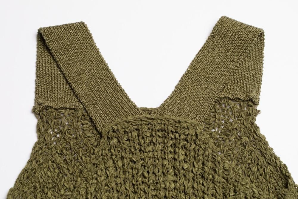 メッシュ切替ニットワンピース(KHAKI) - PINUE メッシュ切替ニットワンピース(KHAKI) - PINUE