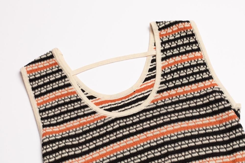 マルチカラーニットワンピース(BLACK×ORANGE) - PINUE マルチカラーニットワンピース(BLACK×ORANGE) - PINUE