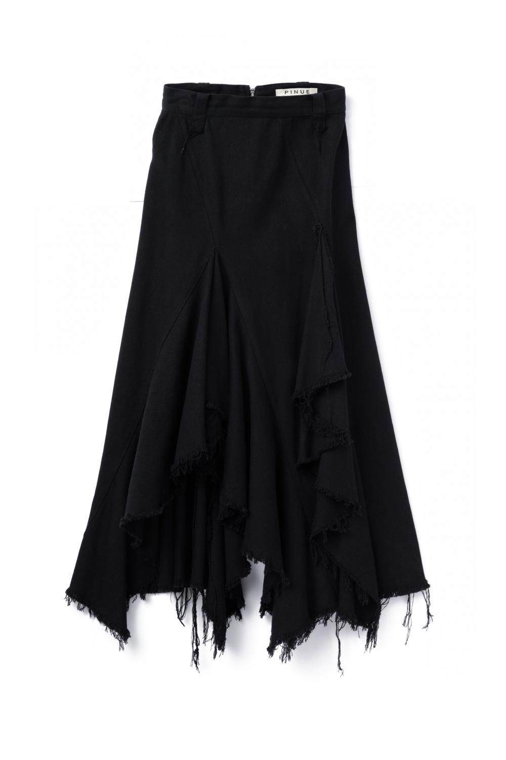 ダメージラッフルスカート(BLACK) - PINUE ダメージラッフルスカート(BLACK) - PINUE