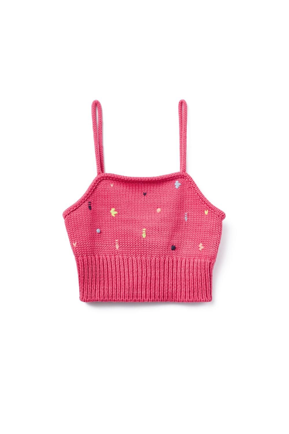 ハンドステッチニットキャミ&カーデセット(PINK) - PINUE ハンドステッチニットキャミ&カーデセット(PINK) - PINUE