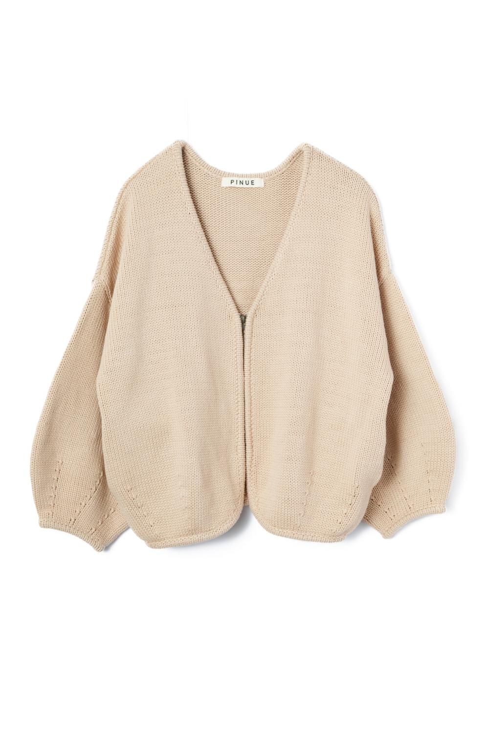 ハンドステッチニットキャミ＆カーデセット（BEIGE） - PINUE