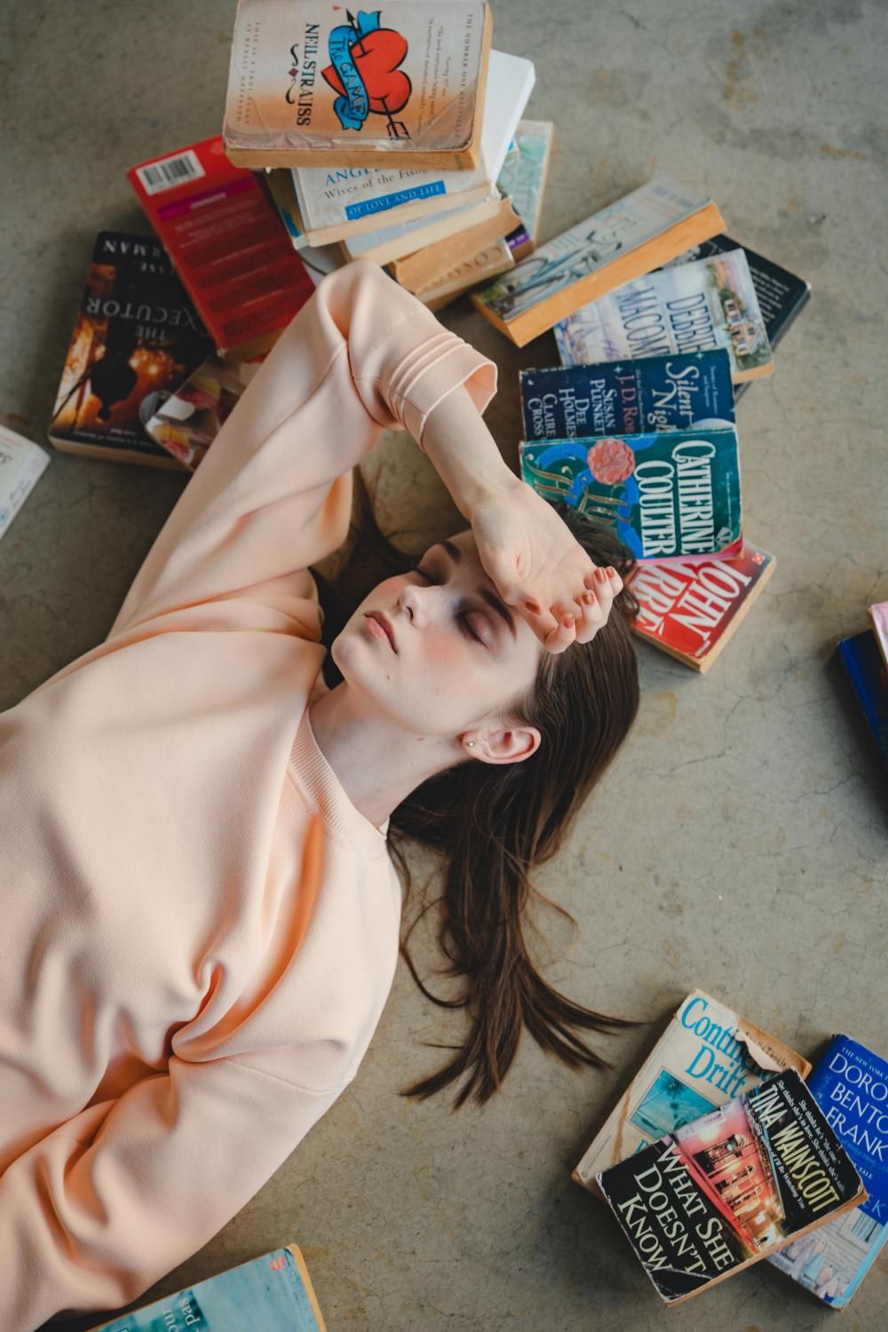 PINUE スウェットライクニットトップス (ピーチ) PINUE ピヌエスウェットライクニットトップス(PEACH)