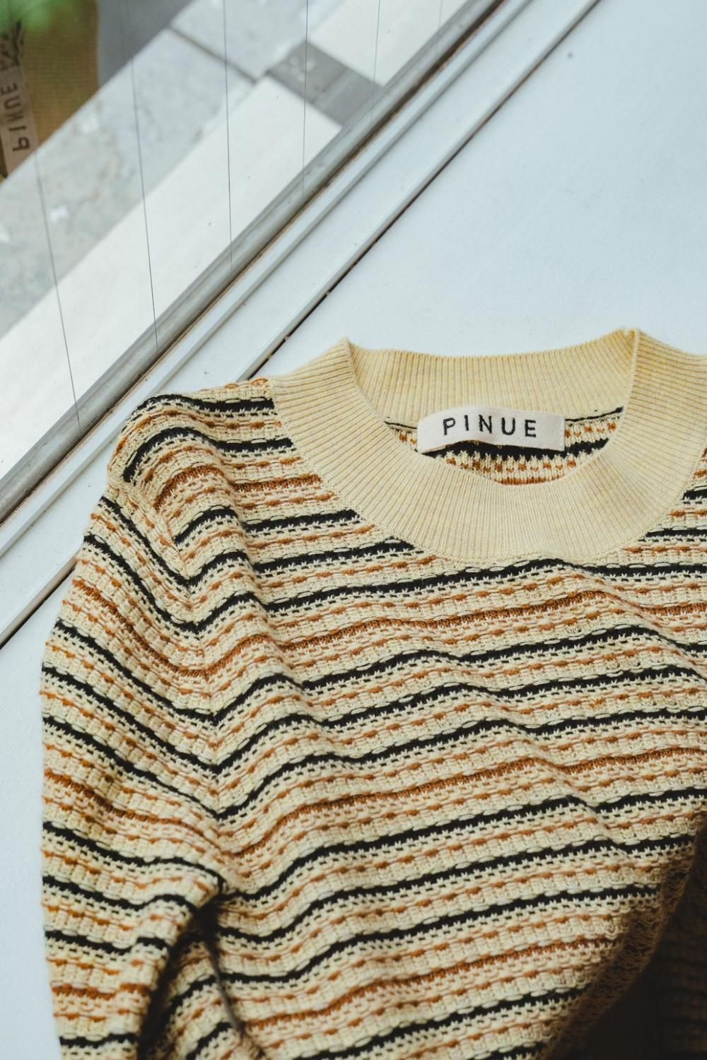 マルチボーダーニットトップス(YELLOW) - PINUE マルチボーダーニットトップス(YELLOW) - PINUE