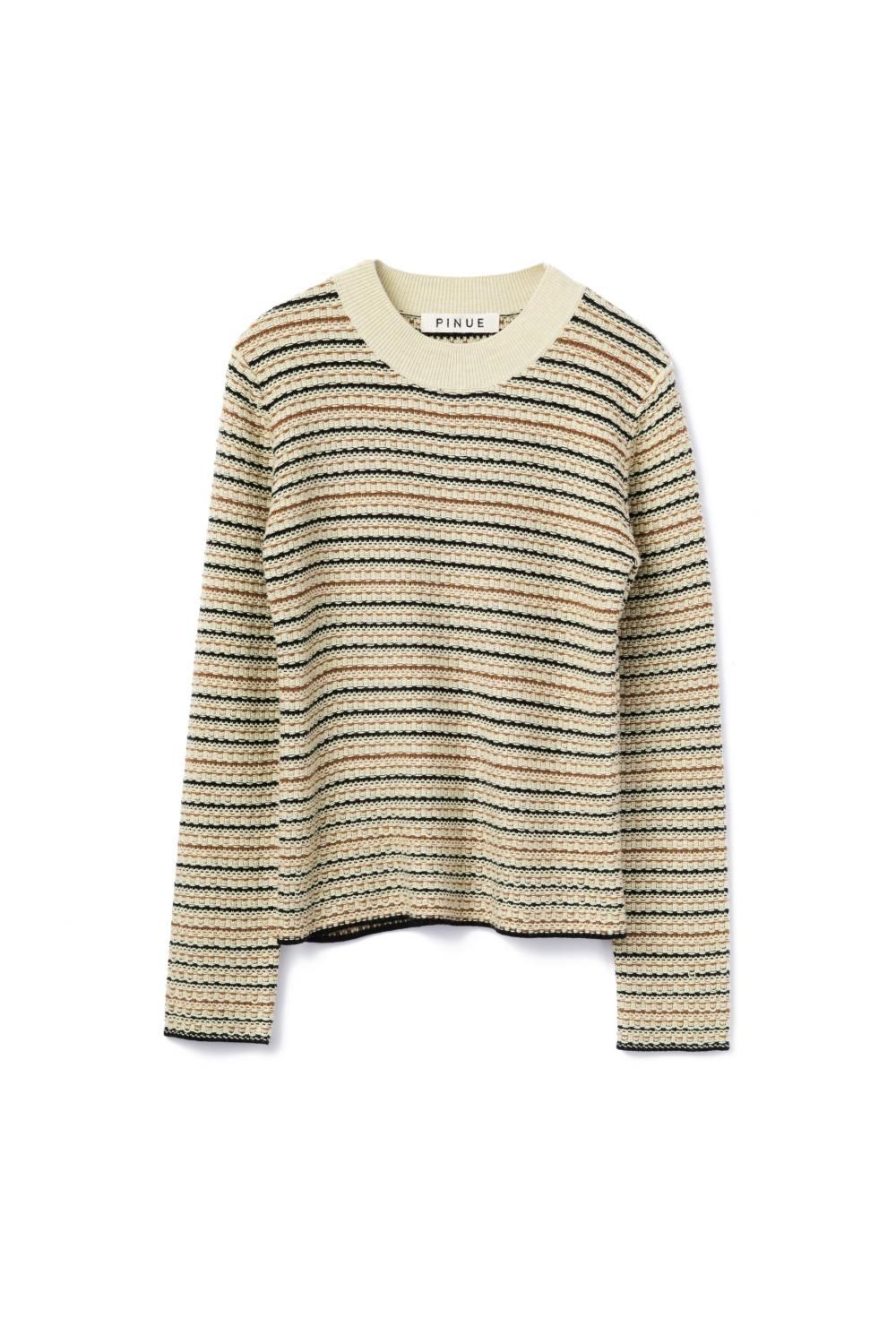 マルチボーダーニットトップス(YELLOW) - PINUE マルチボーダーニットトップス(YELLOW) - PINUE