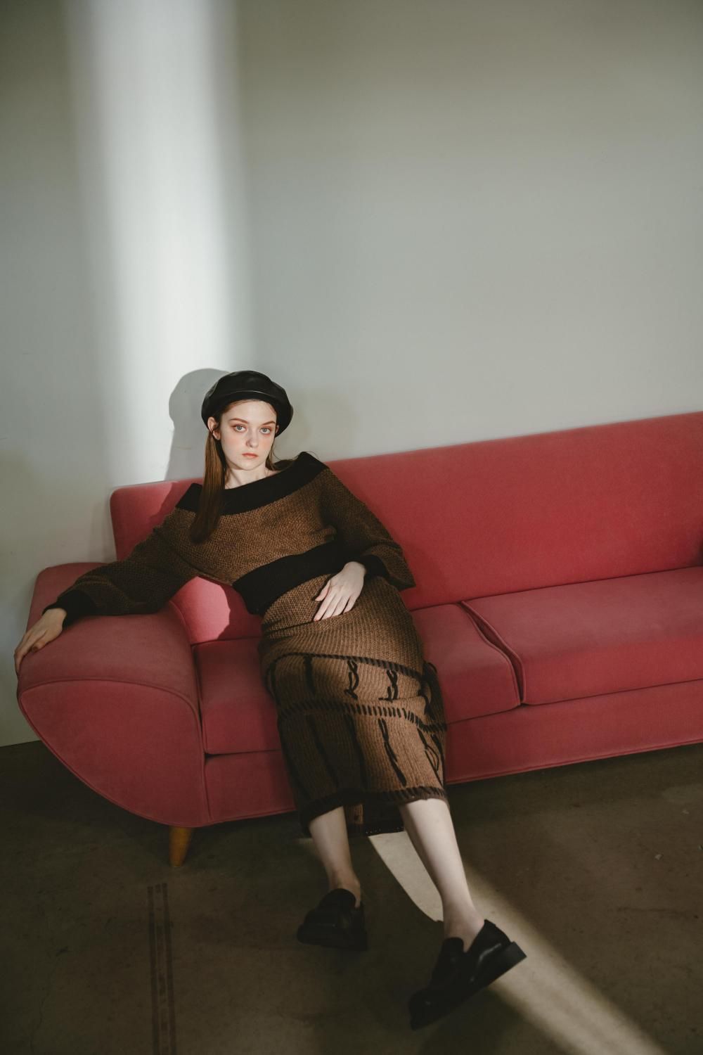 ステッチニットセットアップ（BROWN） - PINUE