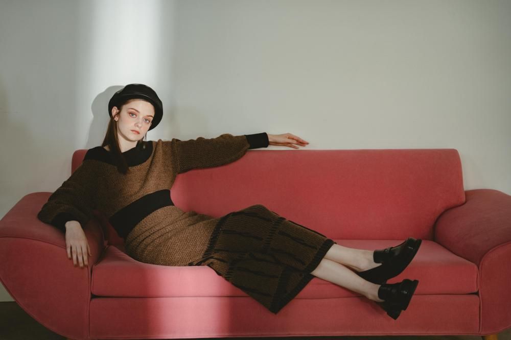 ステッチニットセットアップ(BROWN) - PINUE ステッチニットセットアップ(BROWN) - PINUE