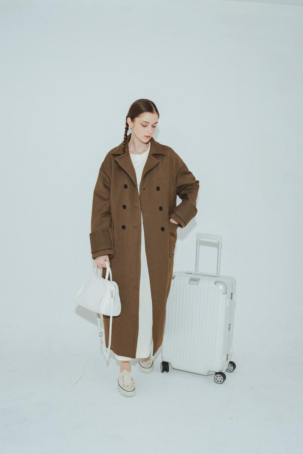 ロングパフコート(CHECK) - PINUE ロングパフコート(CHECK) - PINUE