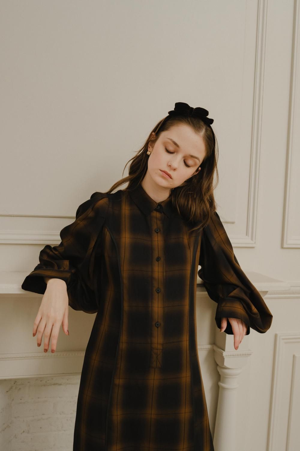 チェックシャツワンピース（NAVY） - PINUE