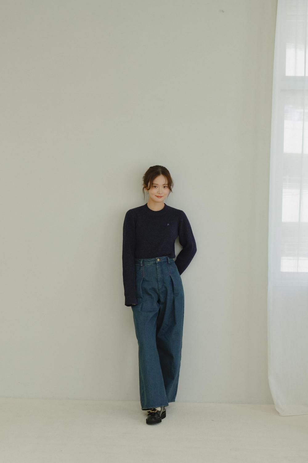 タックステッチデニムパンツ(BLUE) - PINUE タックステッチデニムパンツ(BLUE) - PINUE