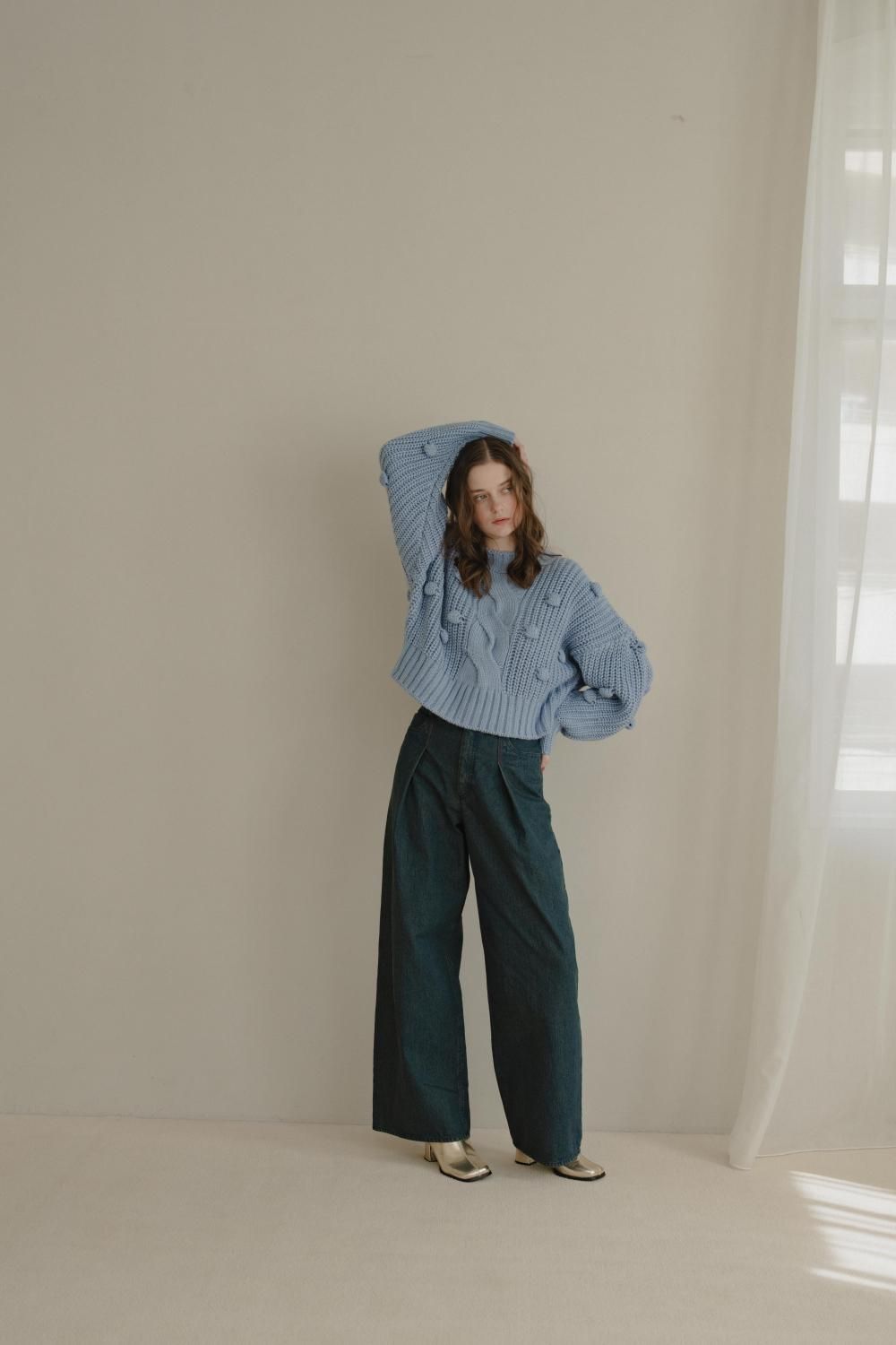 タックステッチデニムパンツ（BLUE） - PINUE