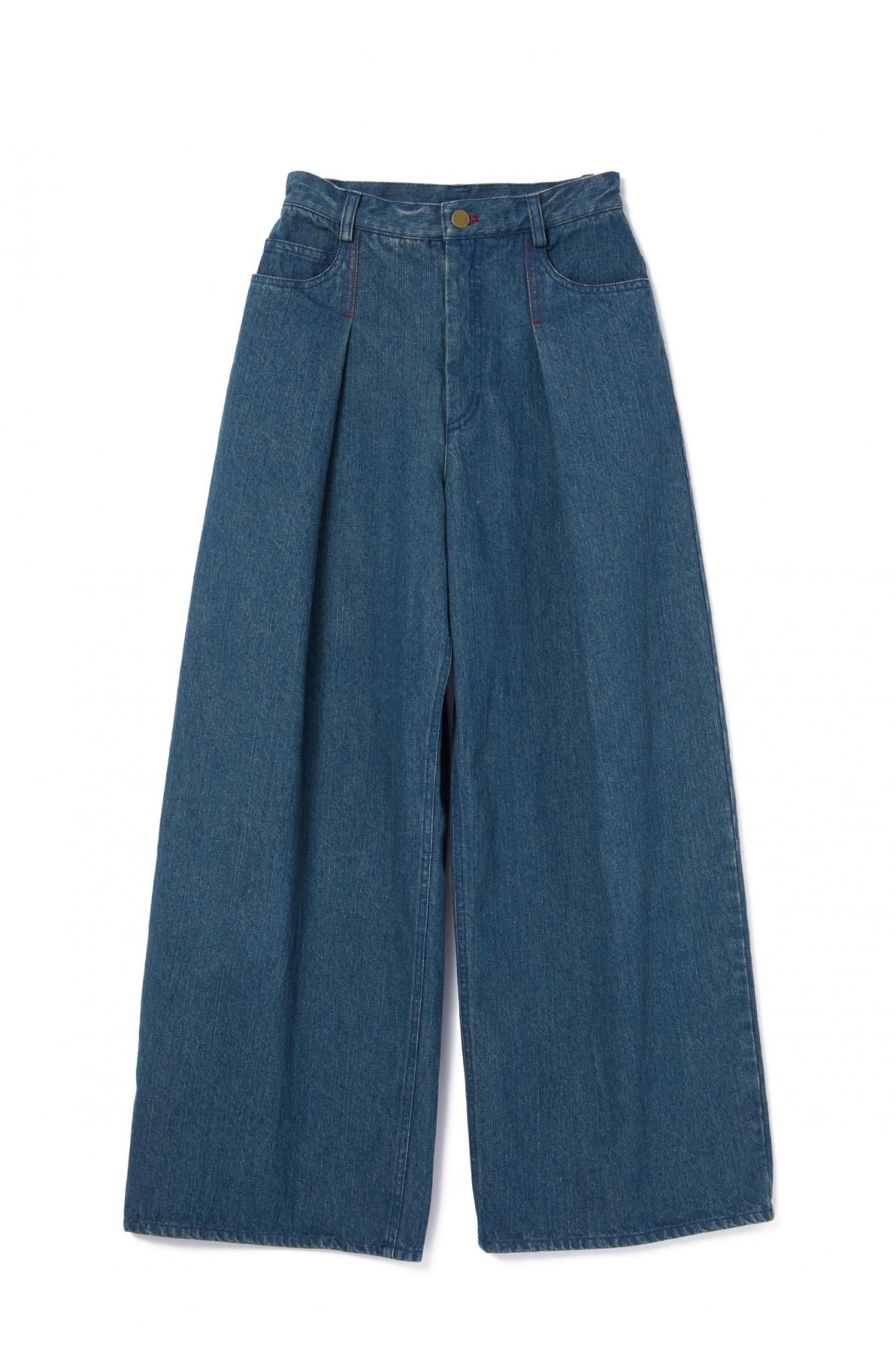 タックステッチデニムパンツ(BLUE) - PINUE タックステッチデニムパンツ(BLUE) - PINUE