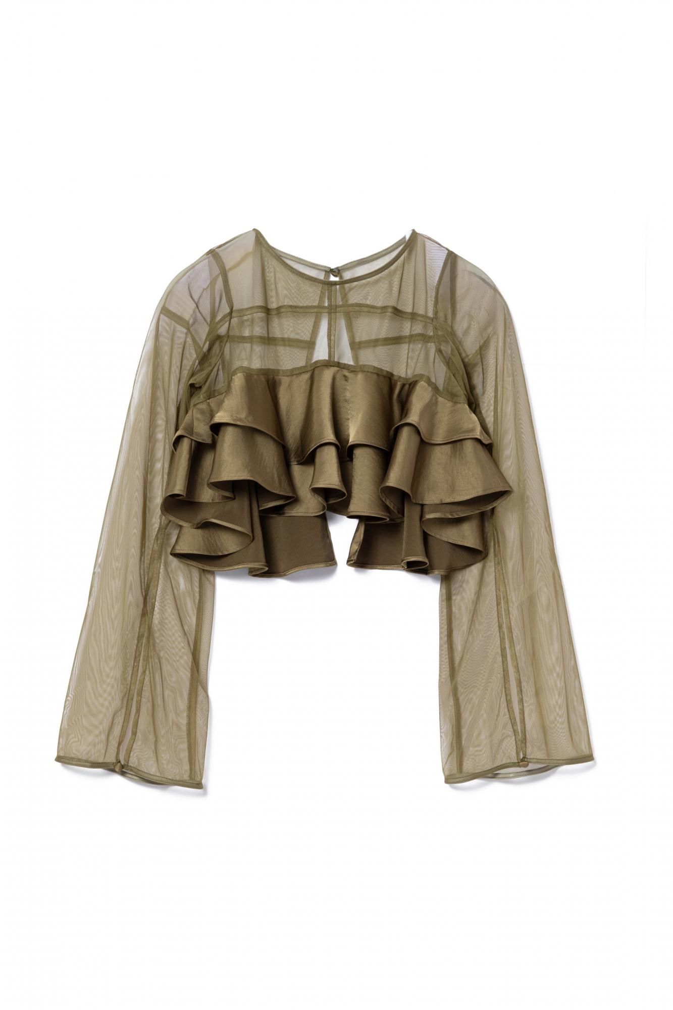 フリルボレロ+キャミドレスセット(KHAKI) - PINUE フリルボレロ+キャミドレスセット(KHAKI) - PINUE