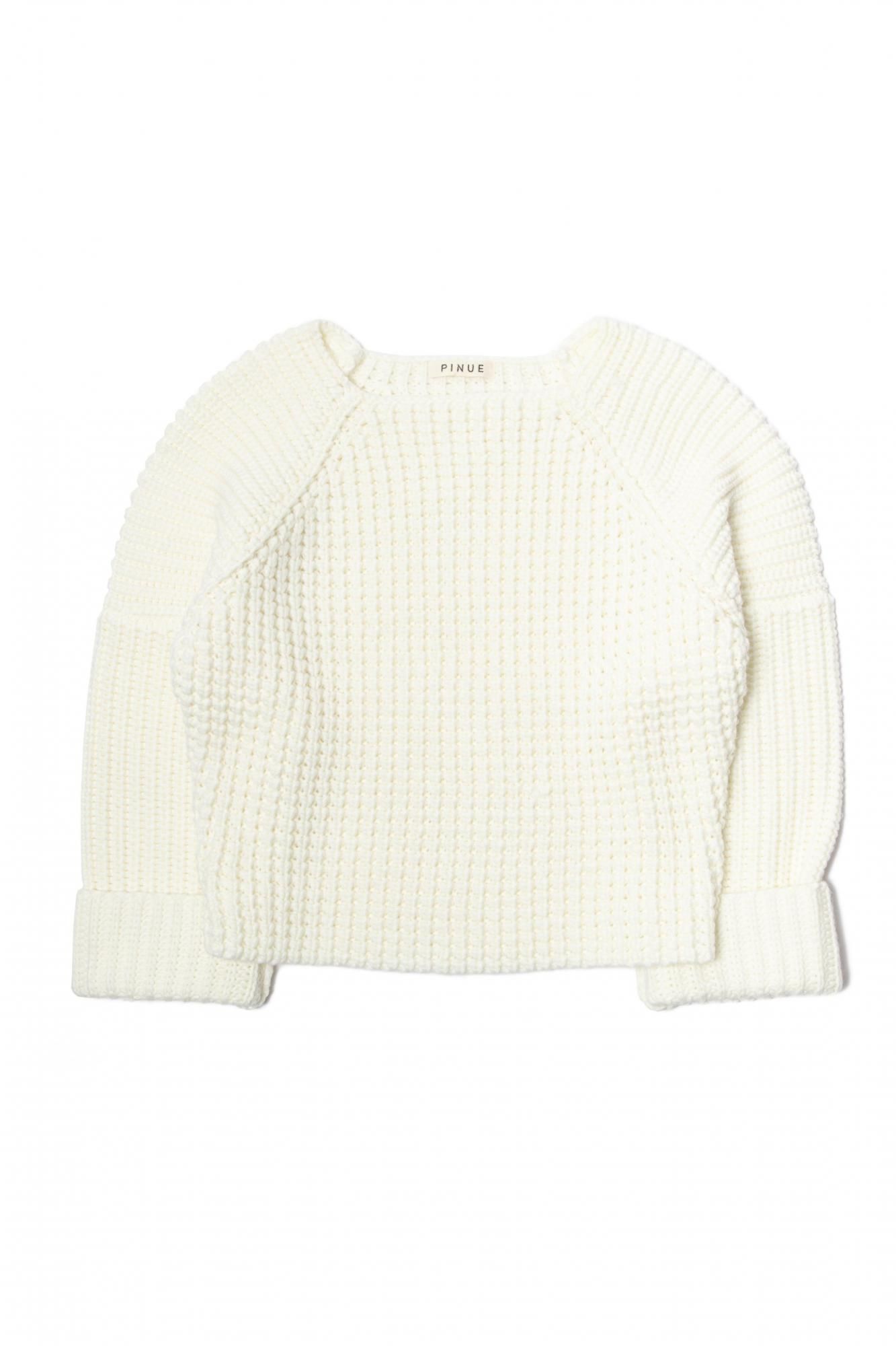 ワッフルニットトップス（WHITE） - PINUE
