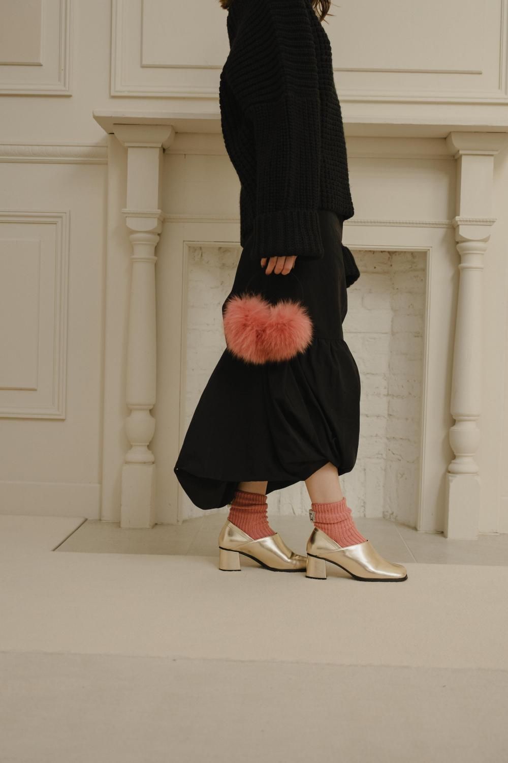 ワッフルニットトップス（BLACK） - PINUE