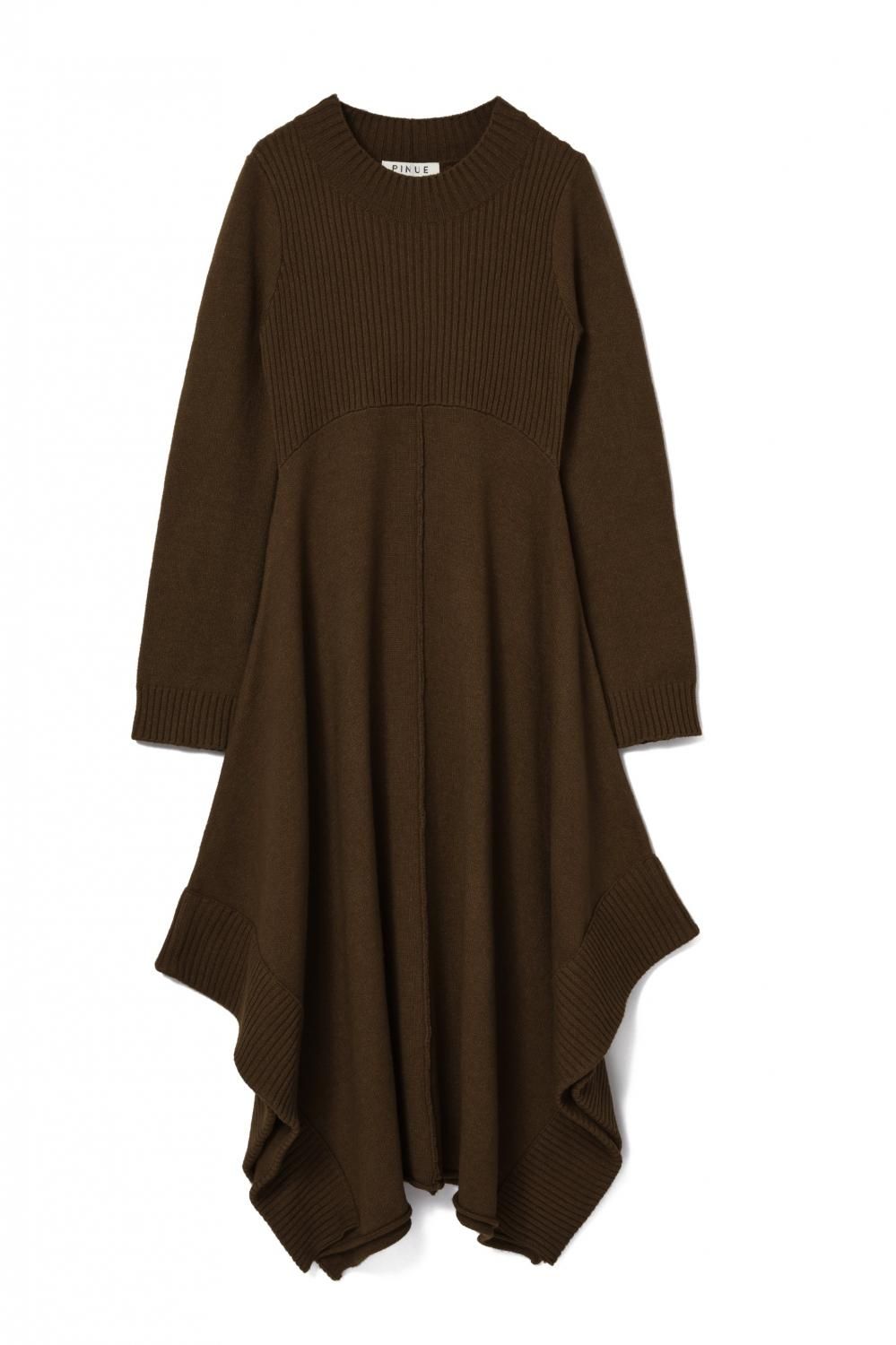 リブヘムニットワンピース(BROWN) - PINUE リブヘムニットワンピース(BROWN) - PINUE