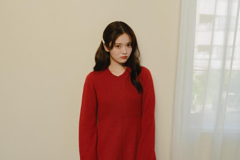 リブヘムニットワンピース(RED) - PINUE リブヘムニットワンピース(RED) - PINUE