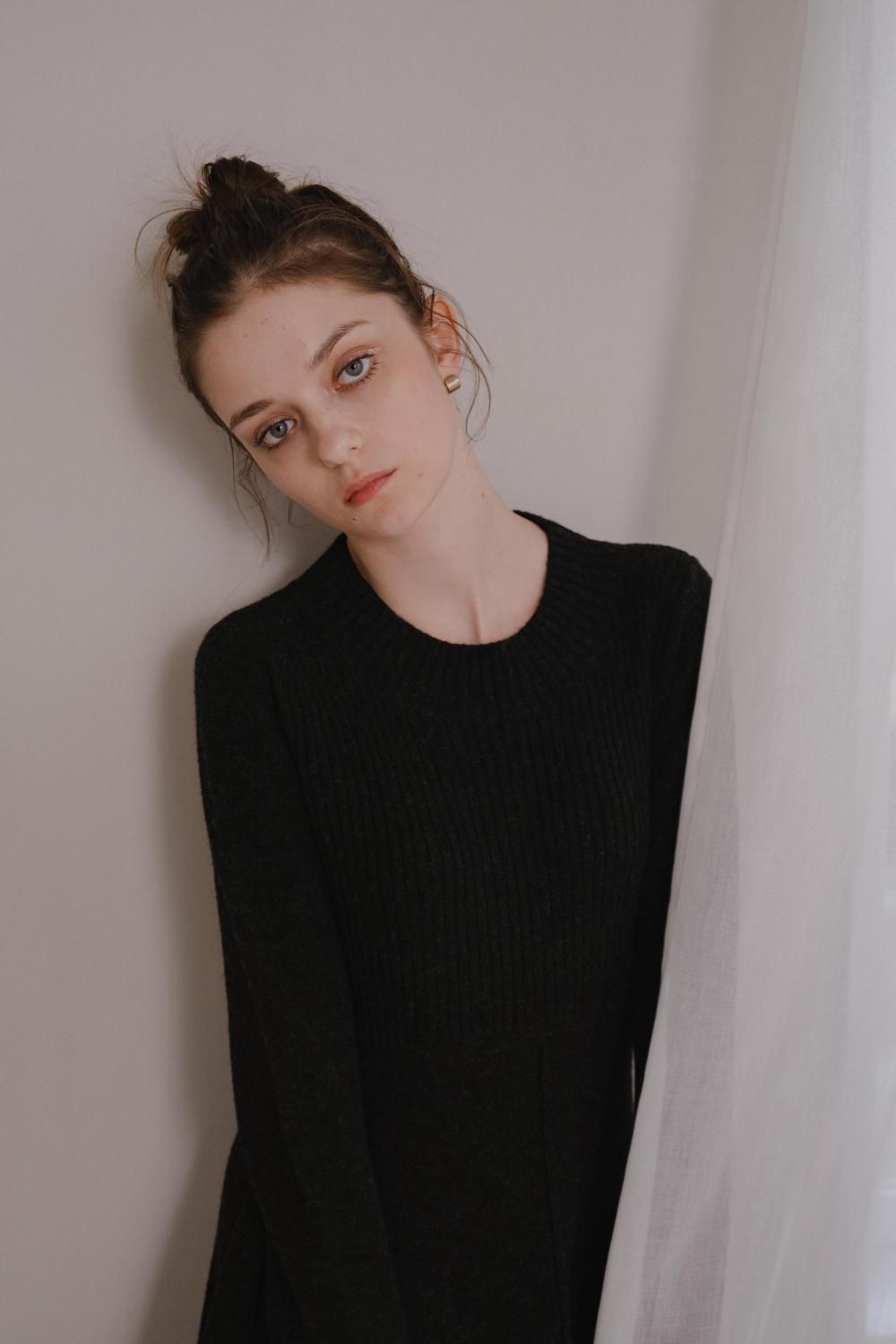リブヘムニットワンピース(BLACK) - PINUE リブヘムニットワンピース(BLACK) - PINUE