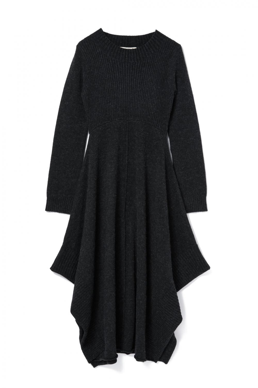 リブヘムニットワンピース(BLACK) - PINUE リブヘムニットワンピース(BLACK) - PINUE