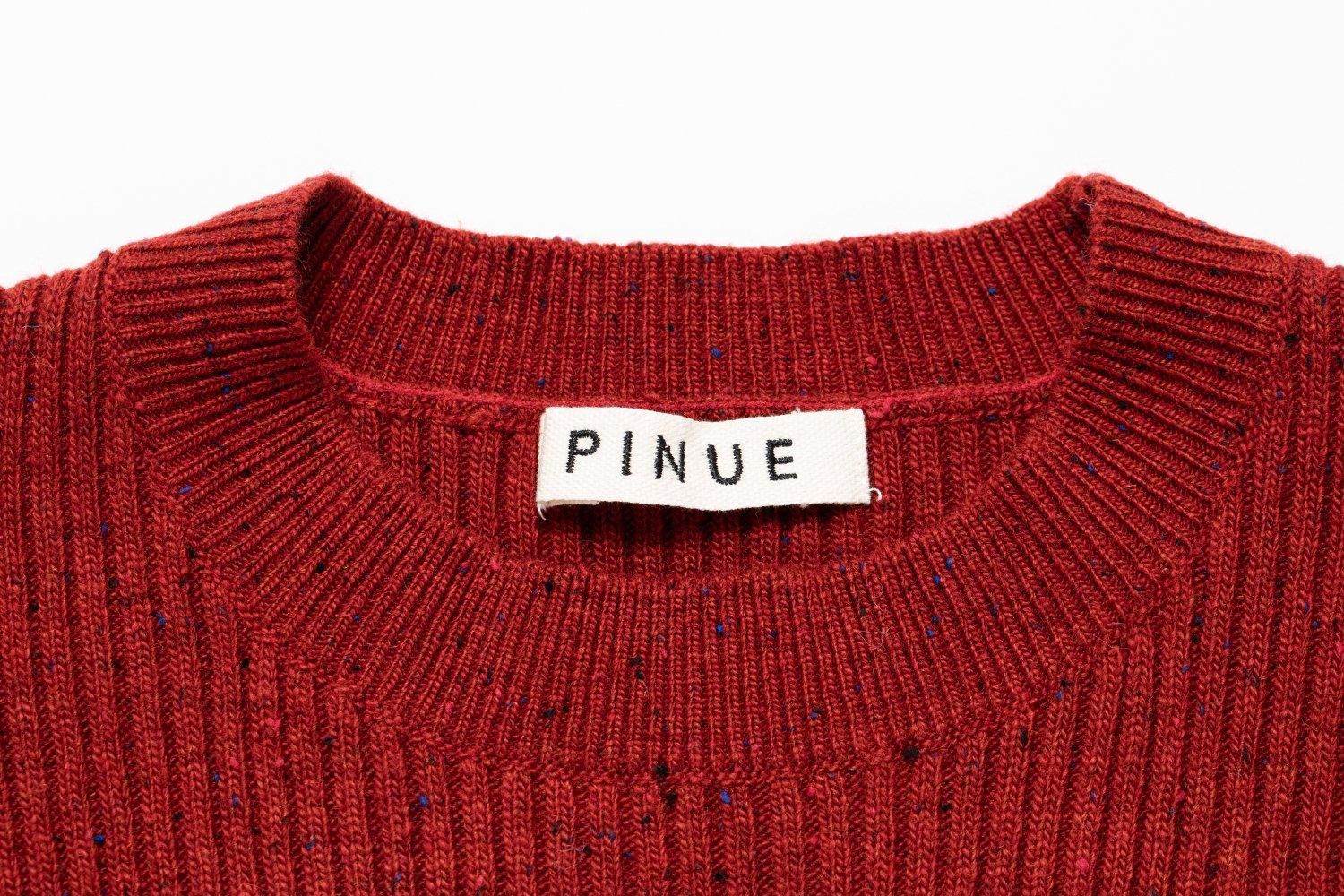 送料無料 百貨店 カラーネップリブニットトップス（RED） PINUE - トップス