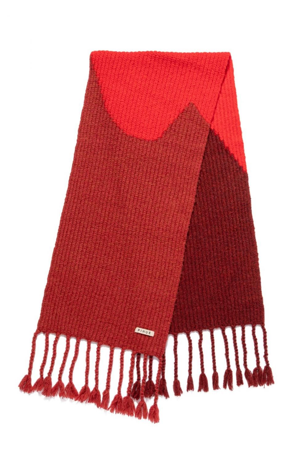 【送料0円】 トライカラーニットマフラー（RED） PINUE - 小物