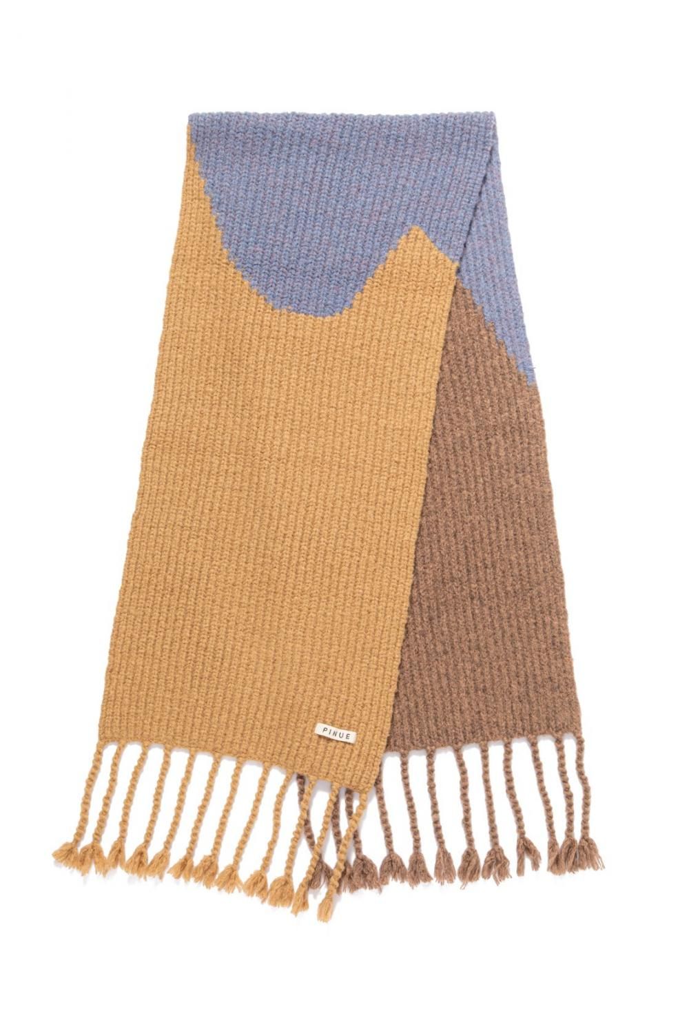 トライカラーニットマフラー(BROWN) - PINUE トライカラーニットマフラー(BROWN) - PINUE