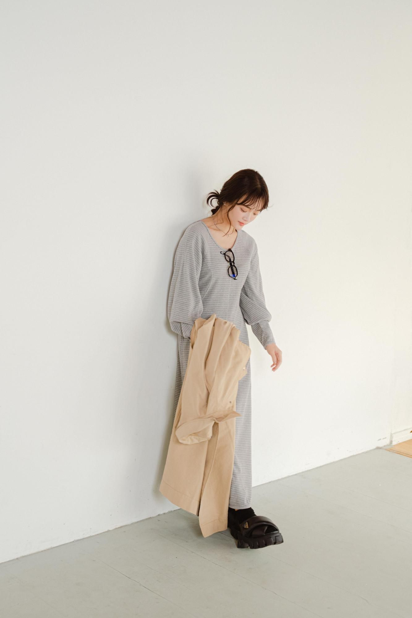 フロントジップトレンチコート(BEIGE) - PINUE フロントジップトレンチコート(BEIGE) - PINUE
