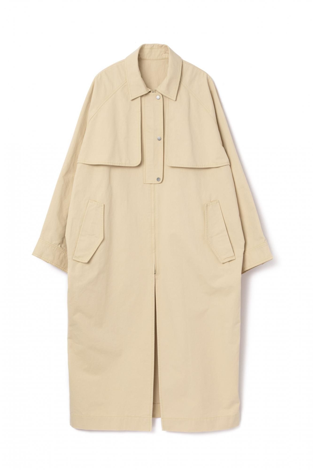 フロントジップトレンチコート(BEIGE) - PINUE フロントジップトレンチコート(BEIGE) - PINUE